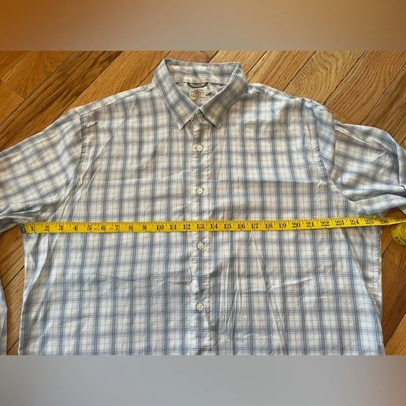 Faherty Button Down Shirt Men’s Size XXL Plaid Blue White Preppy Long Sleeve - Picture 9 of 12